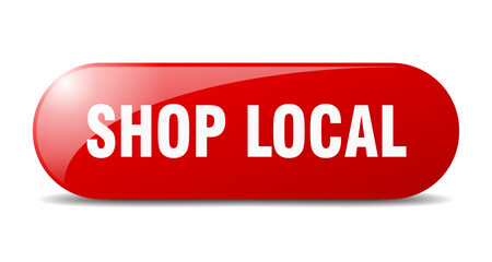 shop local button. sticker. banner. rounded glass sign