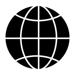 Globe icon, world symbol silhouette. Vector illustration isolated on white.