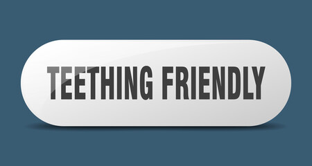 teething friendly button. sticker. banner. rounded glass sign