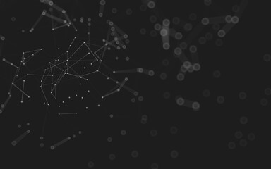 Abstract background. Molecules technology with polygonal shapes, connecting dots and lines. Connection structure. Big data visualization.