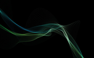 Naklejka premium Dark abstract background with a glowing abstract waves