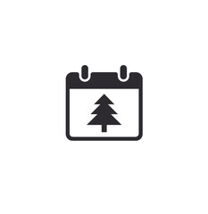 Calendar vector icon.  Calendar symbol. Christmas tree. Christmas calendar. Holiday calendar. Tear-off calendar. Christmas holiday.