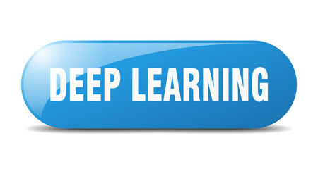 deep learning button. sticker. banner. rounded glass sign