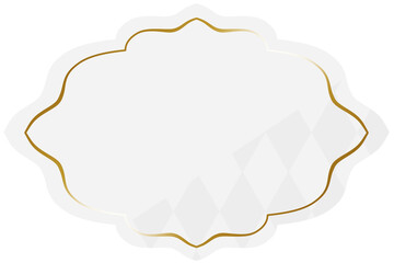 Fototapeta premium エレガントなフレーム ホワイト＆ゴールド 一部にダイヤパターン 横位置