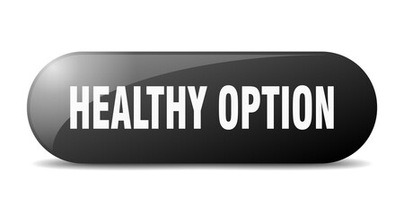 healthy option button. sticker. banner. rounded glass sign