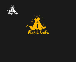 Abstract Logo wizard Hat Magic Logo Concept Cloud wizard cafe shop