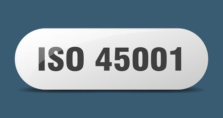 iso 45001 button. sticker. banner. rounded glass sign