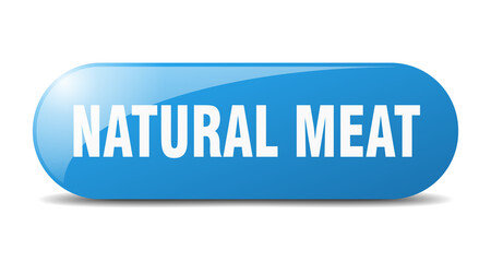 natural meat button. sticker. banner. rounded glass sign
