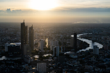 Bangkok city taken from Mahanakorn skywalk