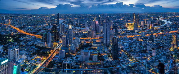 Fototapeta na wymiar Bangkok city taken from Mahanakorn skywalk