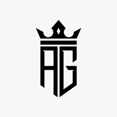 AG black color initial with crown logo template