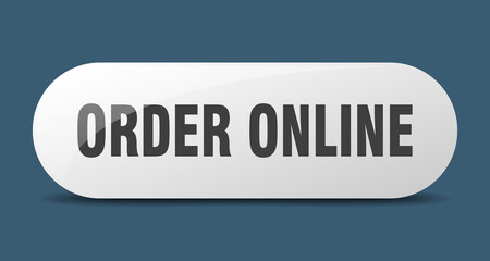 order online button. sticker. banner. rounded glass sign
