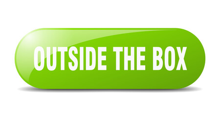 outside the box button. sticker. banner. rounded glass sign