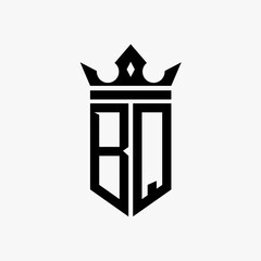 B Q black color initial with crown logo template