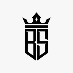 BS black color initial with crown logo template