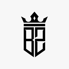 B Z black color initial with crown logo template
