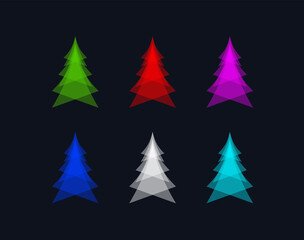 Obraz premium Christmas trees icon. Christmas star. Holiday decoration. Christmas toy. Symbol of the new year. Green Tree. Tree with a star. Pine for greeting card. New Years and xmas symbol. Winter holiday.