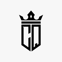 C Q black color initial with crown logo template