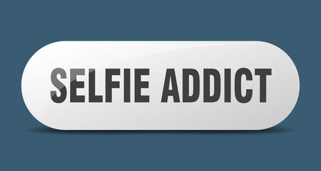 selfie addict button. sticker. banner. rounded glass sign