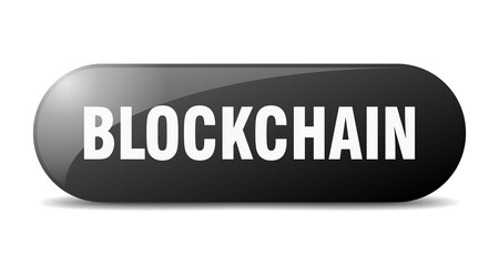 blockchain button. sticker. banner. rounded glass sign