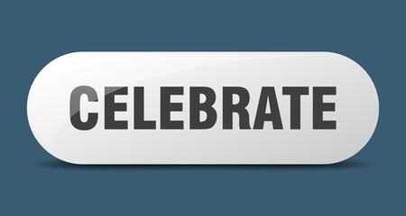 celebrate button. sticker. banner. rounded glass sign