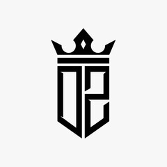 DZ black color initial with crown logo template