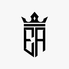EA black color initial with crown logo template