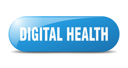 digital health button. sticker. banner. rounded glass sign