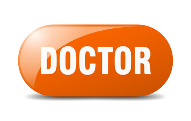 doctor button. sticker. banner. rounded glass sign