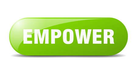 empower button. sticker. banner. rounded glass sign