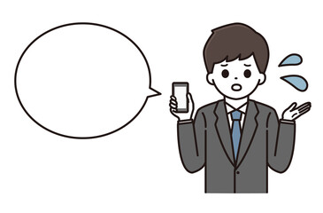 ビジネスマン スマートフォン 吹き出し イラスト