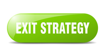 exit strategy button. sticker. banner. rounded glass sign