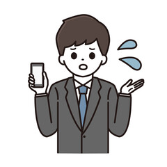 ビジネスマン スマートフォン イラスト