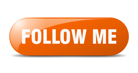 follow me button. sticker. banner. rounded glass sign