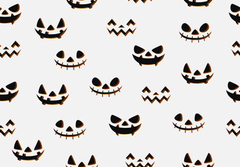 Seamless Pattern with scary pumpkin smile. Halloween background. vector illustration