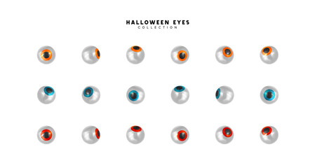 Set of pupils of eyes. Halloween objects. vector illustration