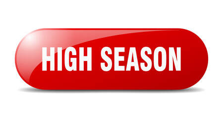 high season button. sticker. banner. rounded glass sign