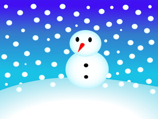 cute snowman in snowy day