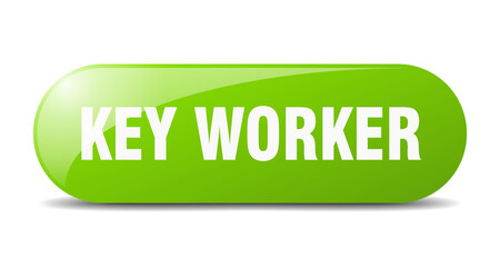 key worker button. sticker. banner. rounded glass sign