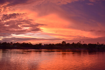 sunset red over the Vaupes river