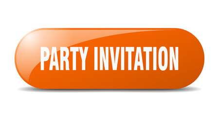 party invitation button. sticker. banner. rounded glass sign