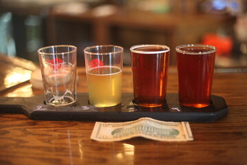 four glasses of beer