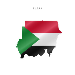 Obraz premium Detailed waving flag map of Sudan. Vector map with masked flag.