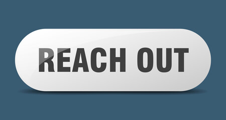 reach out button. sticker. banner. rounded glass sign