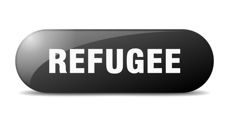 refugee button. sticker. banner. rounded glass sign