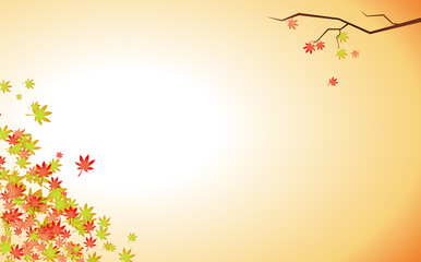 茶色・赤に色つく日本の秋の風景のイラスト素材
