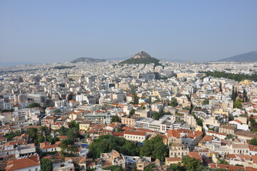 Fototapeta na wymiar Panoramic and sweeping view of Athens Greece as seen from the Acropolis