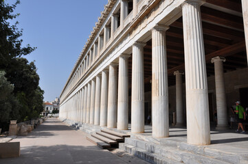 Fototapeta na wymiar Columns at the Ancient Agora, in Athens, Greece