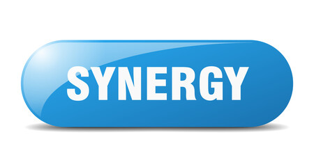 synergy button. sticker. banner. rounded glass sign