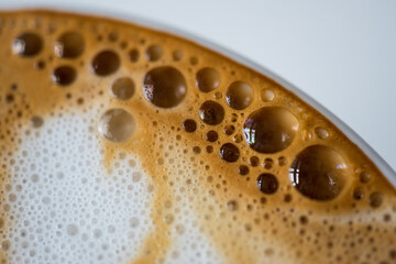 Nacro shot of bubbles inside a cappuccino.